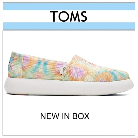 TOMS Shoes Loafers Mallow Candy Pink Tie Dye Crochet Flats COMFORTABLE Slip On - Picture 1 of 8